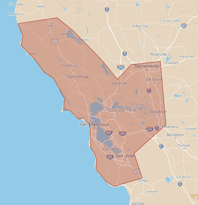 CPA Valet service area map